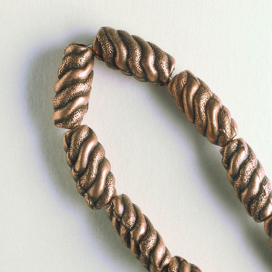 Pewter Beads, Copper Plated - 8" Strand