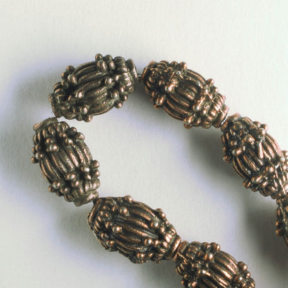 Pewter Beads, Copper Plated - 8" Strand