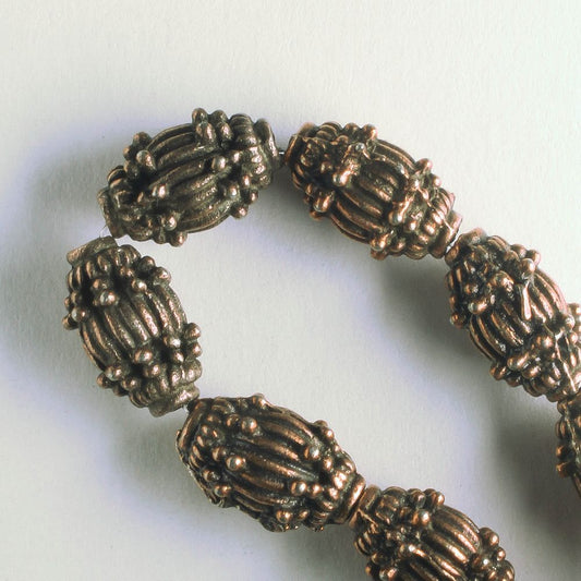 Pewter Beads, Copper Plated - 8" Strand