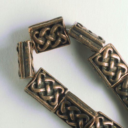 Pewter Beads, Copper Plated - 8" Strand