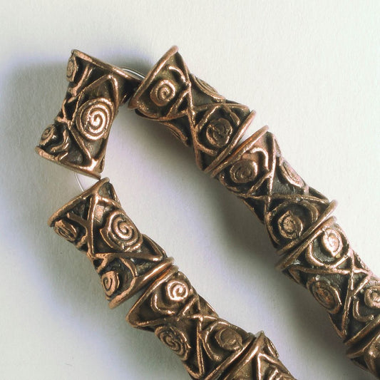 Pewter Beads, Copper Plated - 8" Strand