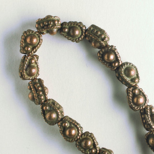 Pewter Beads, Copper Plated - 8" Strand