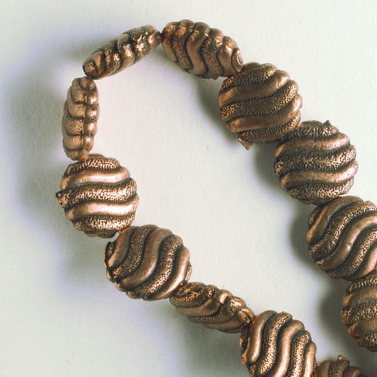 Pewter Beads, Copper Plated - 8" Strand