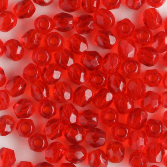 3mm Round Fire Polish Red - 100 beads