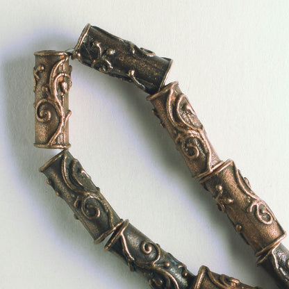 Pewter Beads, Copper Plated - 8" Strand