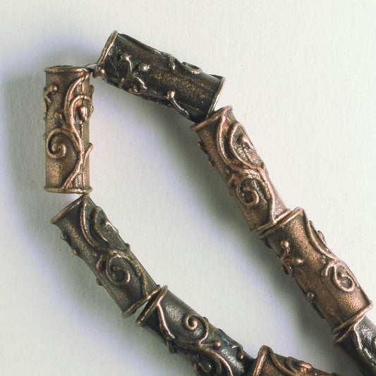 Pewter Beads, Copper Plated - 8" Strand