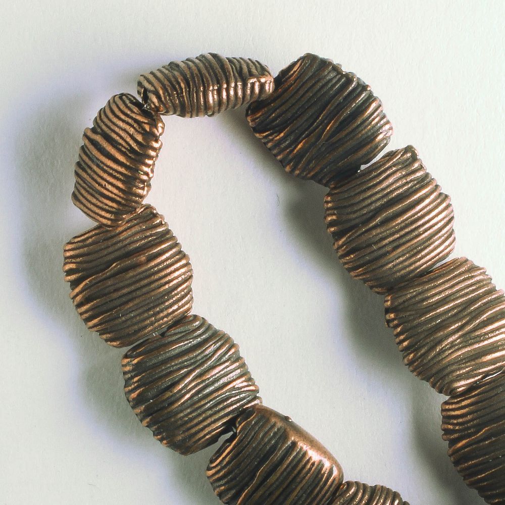 Pewter Beads, Copper Plated - 8" Strand