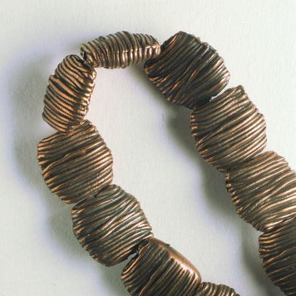 Pewter Beads, Copper Plated - 8" Strand