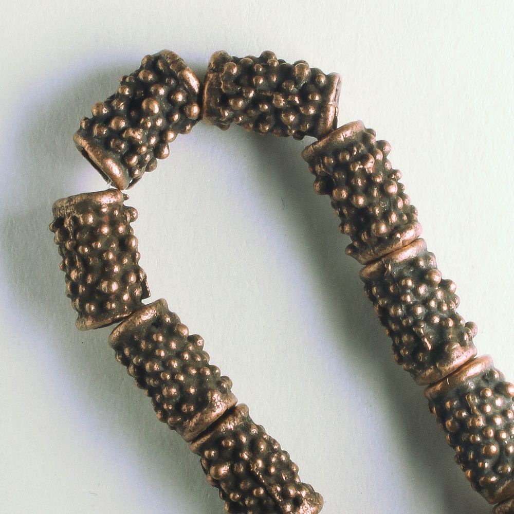 Pewter Beads, Copper Plated - 8" Strand