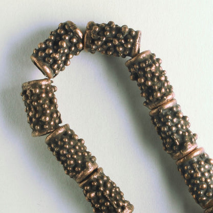 Pewter Beads, Copper Plated - 8" Strand