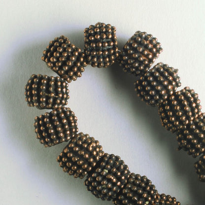 Pewter Beads, Copper Plated - 8" Strand