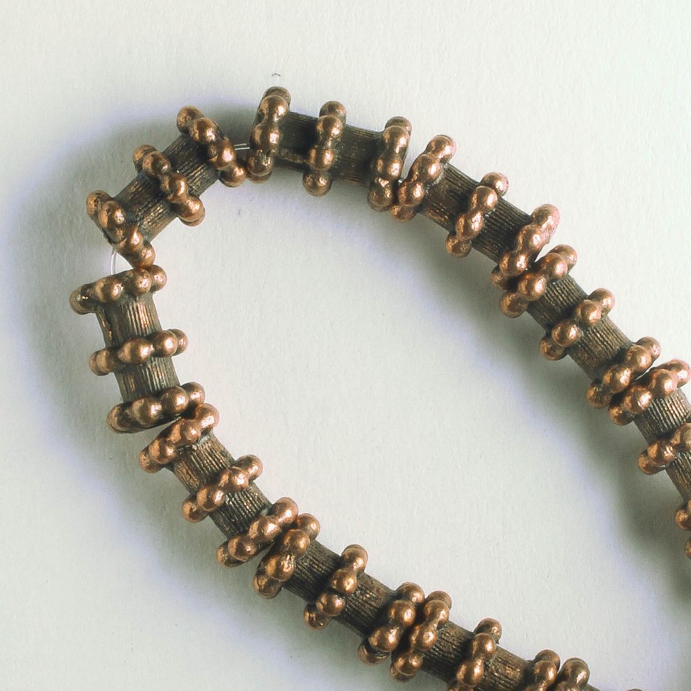 Pewter Beads, Copper Plated - 8" Strand