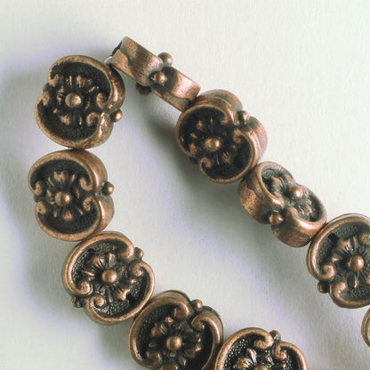 Pewter Beads, Copper Plated - 8" Strand