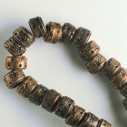 Pewter Beads, Copper Plated - 8" Strand