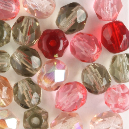 6mm Round Fire Polish Valentine Mix - 25 beads