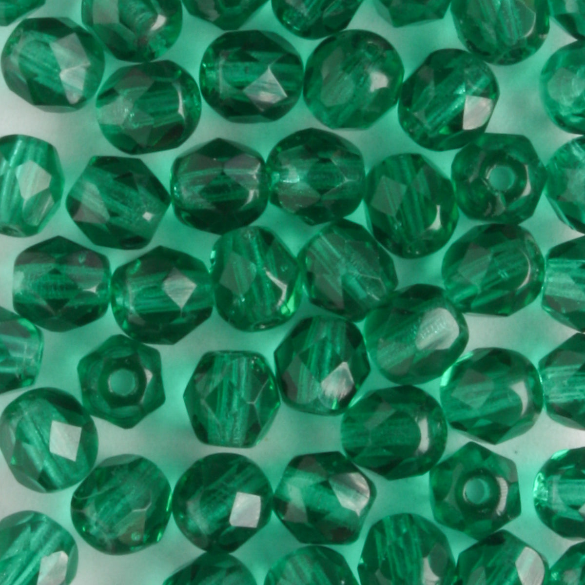 4mm Round Fire Polish Emerald Green - 100 beads