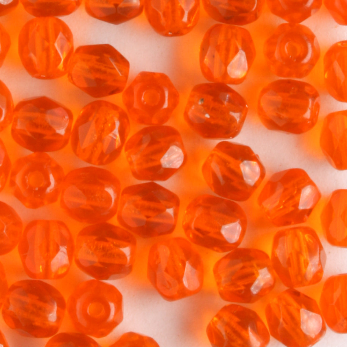 4mm Round Fire Polish Orange - 100 beads