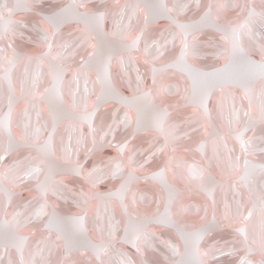4mm Round Fire Polish Pale Pink - 100 beads