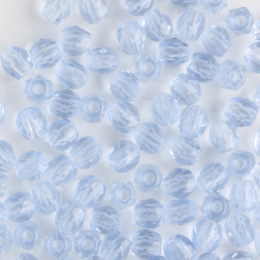 3mm Round Fire Polish Light Blue - 100 beads