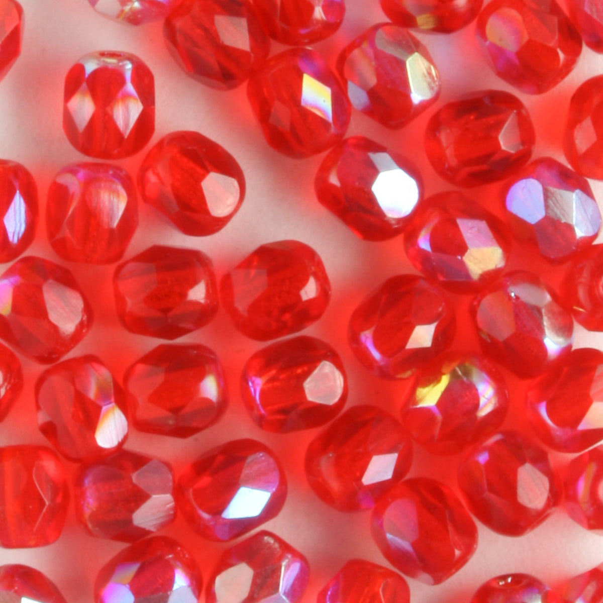4mm Round Fire Polish Red - 100 beads