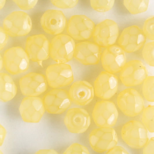 4mm Round Fire Polish Pale Yellow - 100 beads