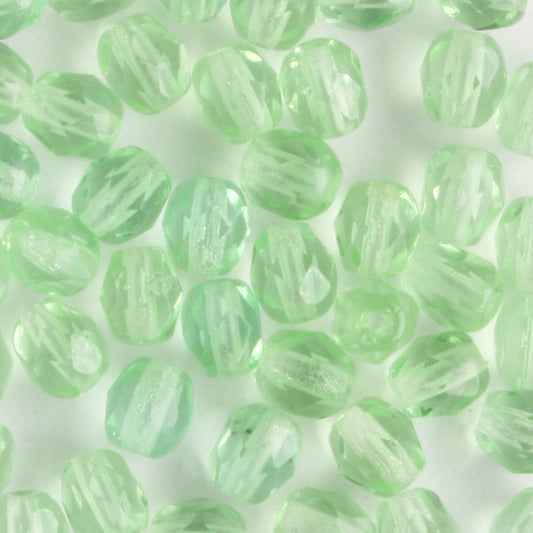 4mm Round Fire Polish Light Green - 100 beads