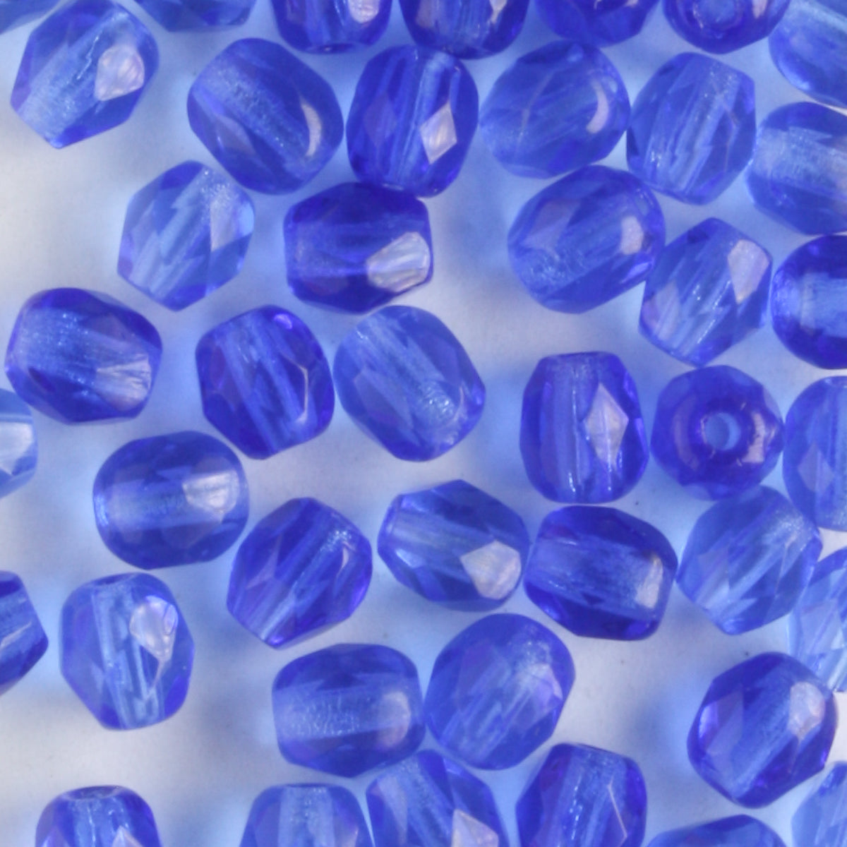 4mm Round Fire Polish Blue Mix - 100 beads