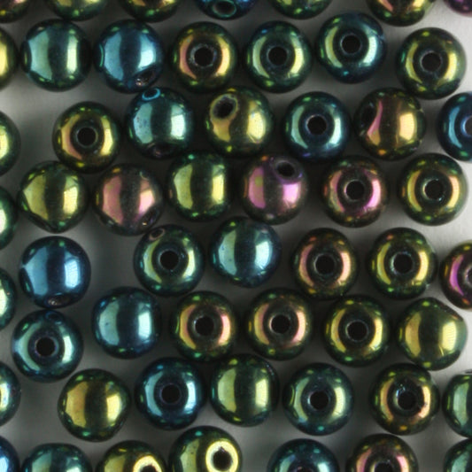 4mm Druk Green Iris - 100 beads