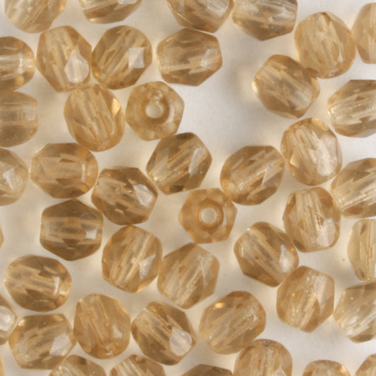 4mm Round Fire Polish Caramel - 100 beads