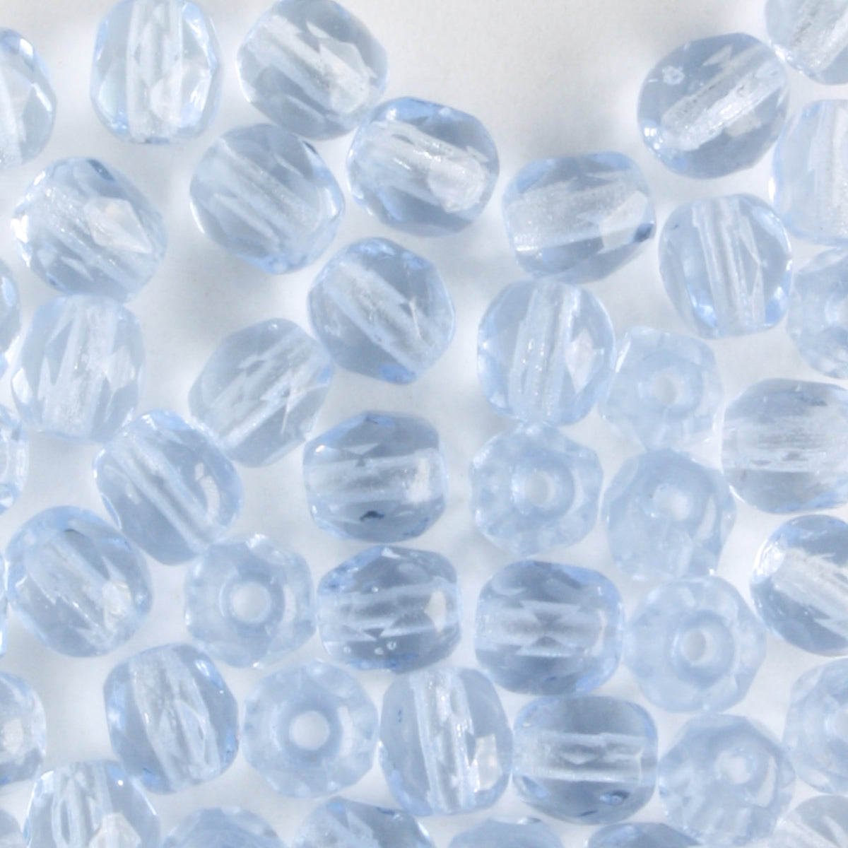 4mm Round Fire Polish Light Sapphire Blue - 100 beads