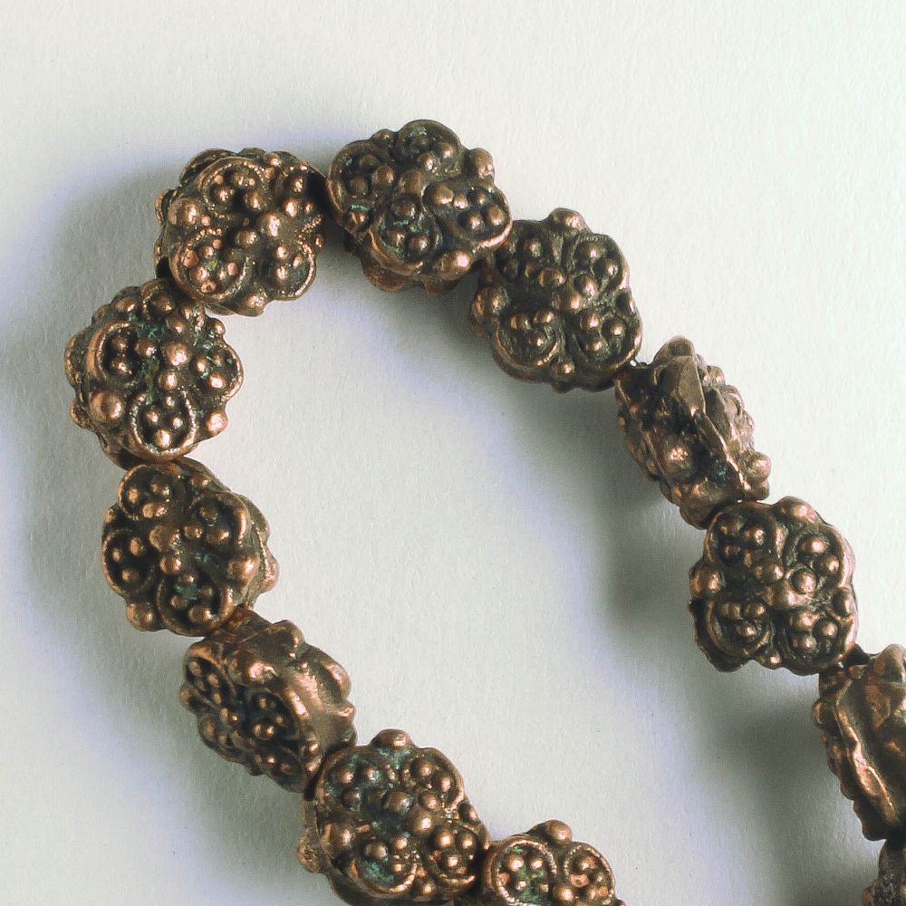 Pewter Beads, Copper Plated - 8" Strand