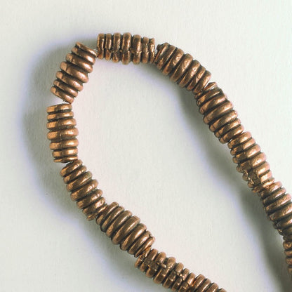 Pewter Beads, Copper Plated - 8" Strand