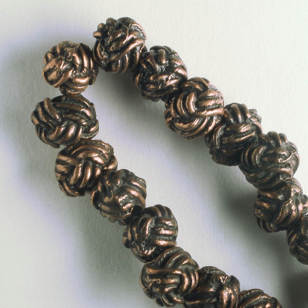 Pewter Beads, Copper Plated - 8" Strand