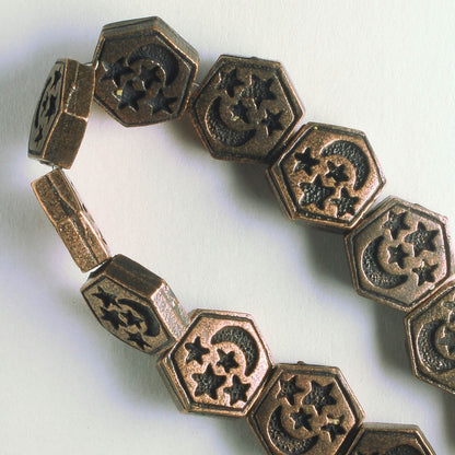 Pewter Beads, Copper Plated - 8" Strand