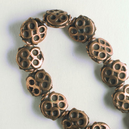 Pewter Beads, Copper Plated - 8" Strand