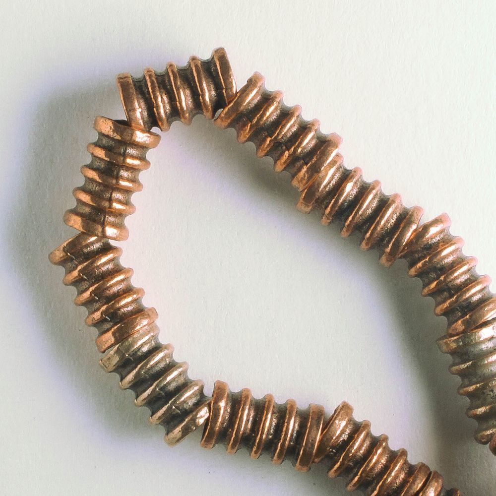 Pewter Beads, Copper Plated - 8" Strand