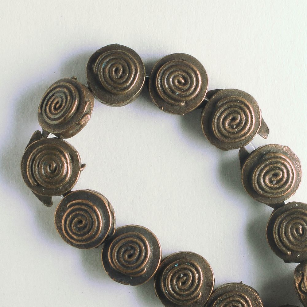 Pewter Beads, Copper Plated - 8" Strand