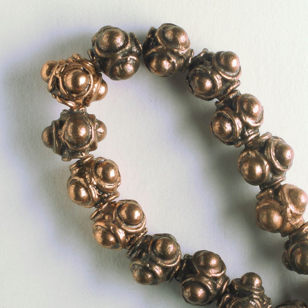Pewter Beads, Copper Plated - 8" Strand