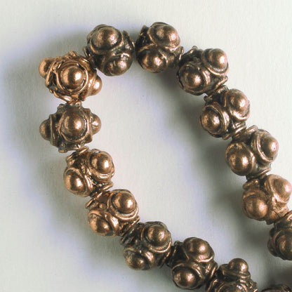 Pewter Beads, Copper Plated - 8" Strand