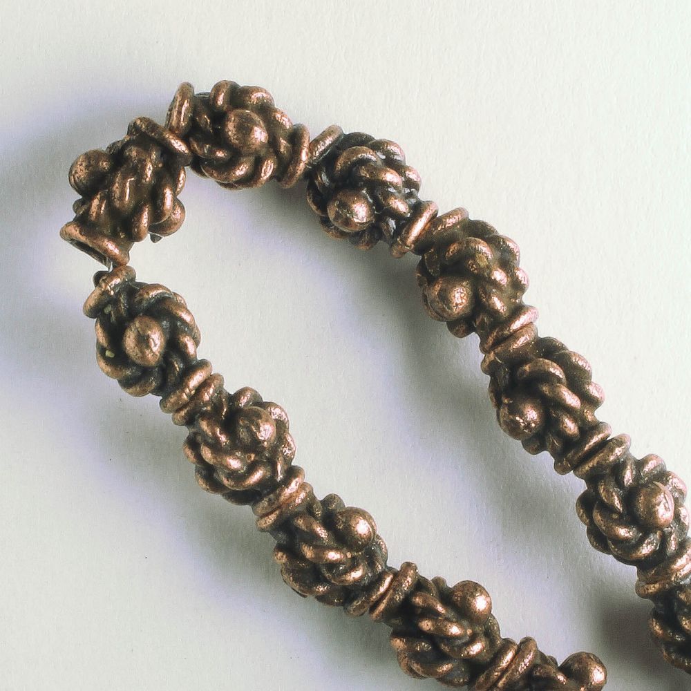 Pewter Beads, Copper Plated - 8" Strand