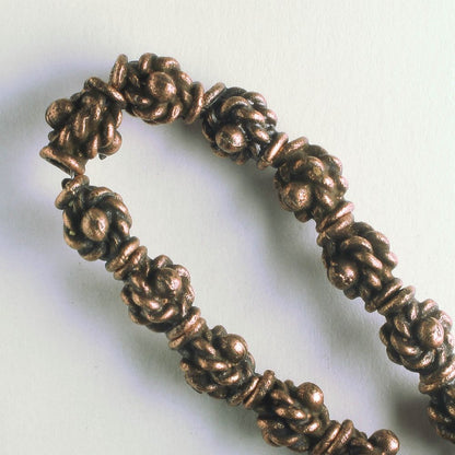 Pewter Beads, Copper Plated - 8" Strand