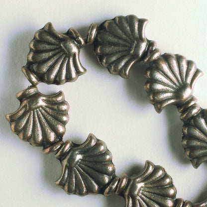Pewter Beads, Copper Plated - 8" Strand