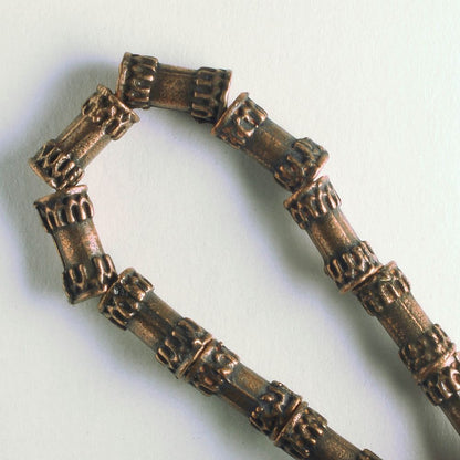 Pewter Beads, Copper Plated - 8" Strand