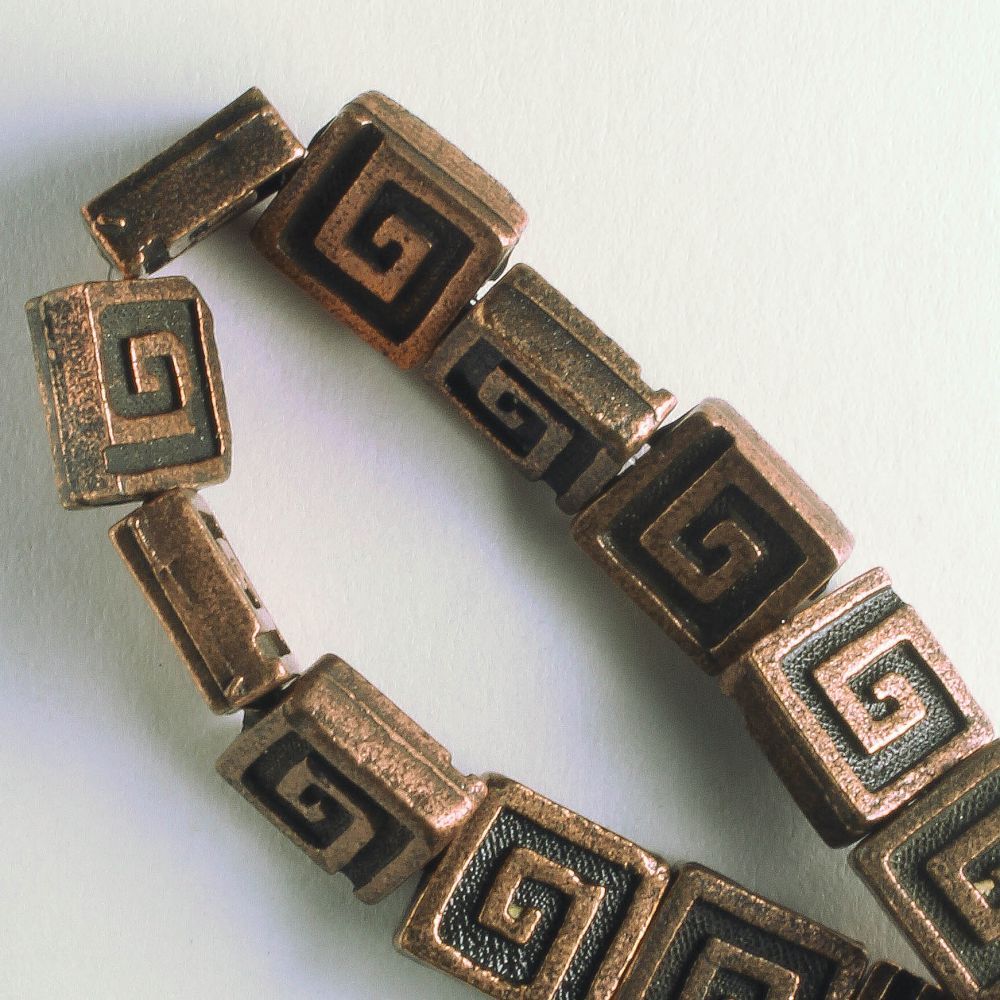 Pewter Beads, Copper Plated - 8" Strand