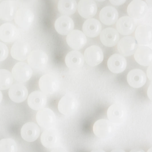 3mm Druk White Opal - 100 beads