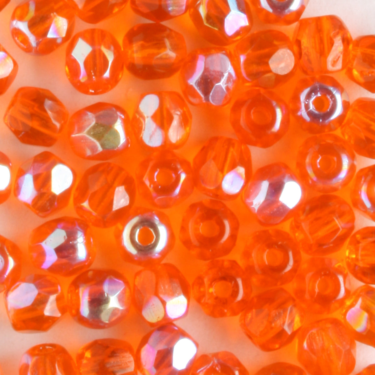 4mm Round Fire Polish Orange AB - 100 beads