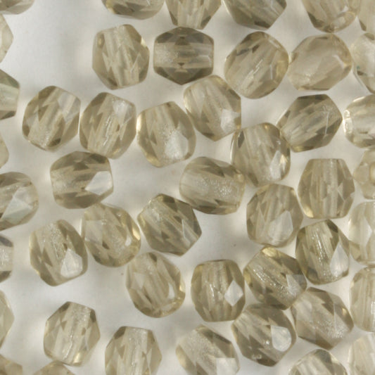 4mm Round Fire Polish Gray - 100 beads