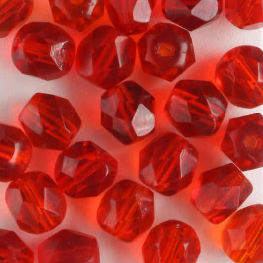 6mm Round Fire Polish Red Mix - 25 beads