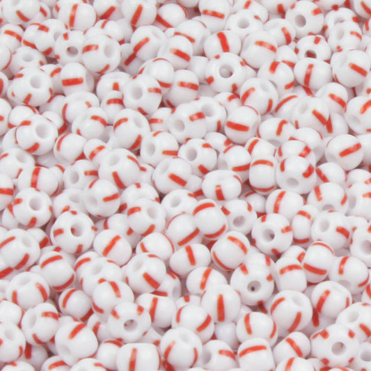 9/0 White with Red Stripe - 10 grams