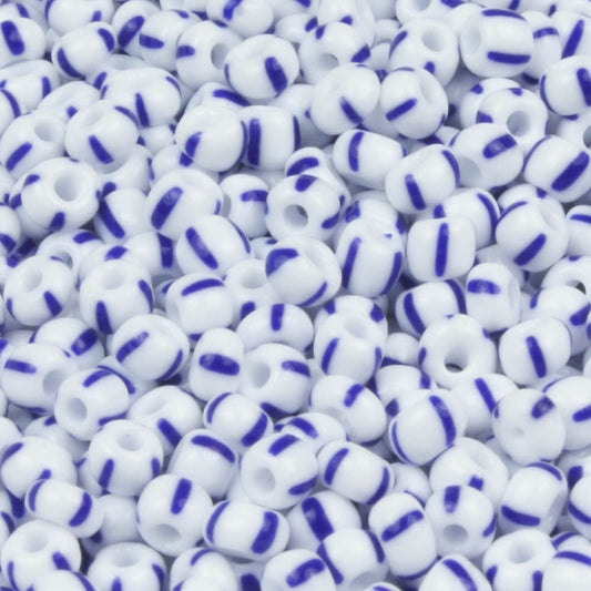 8/0 White with Blue Stripe - 10 grams